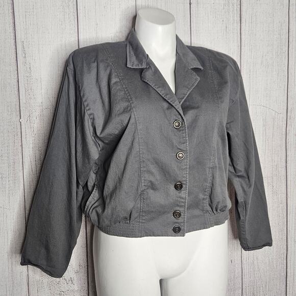 VTG 80s Riverstone Adventure Clothing Company Gray Bomber Jacket, size 14 - Picture 2 of 7